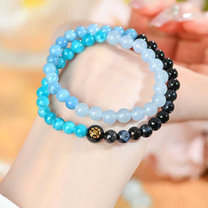 Five Elements Various Agate Crystal Chalcedony White Crystal White Agate Luck Bracelet