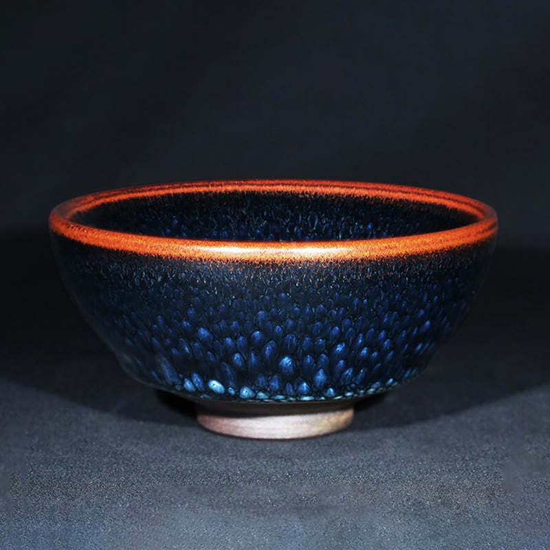 Handmade Blue Francolinus Spot Chinese Jianzhan Ceramic Teacup Kung Fu Tea Cup Bowl