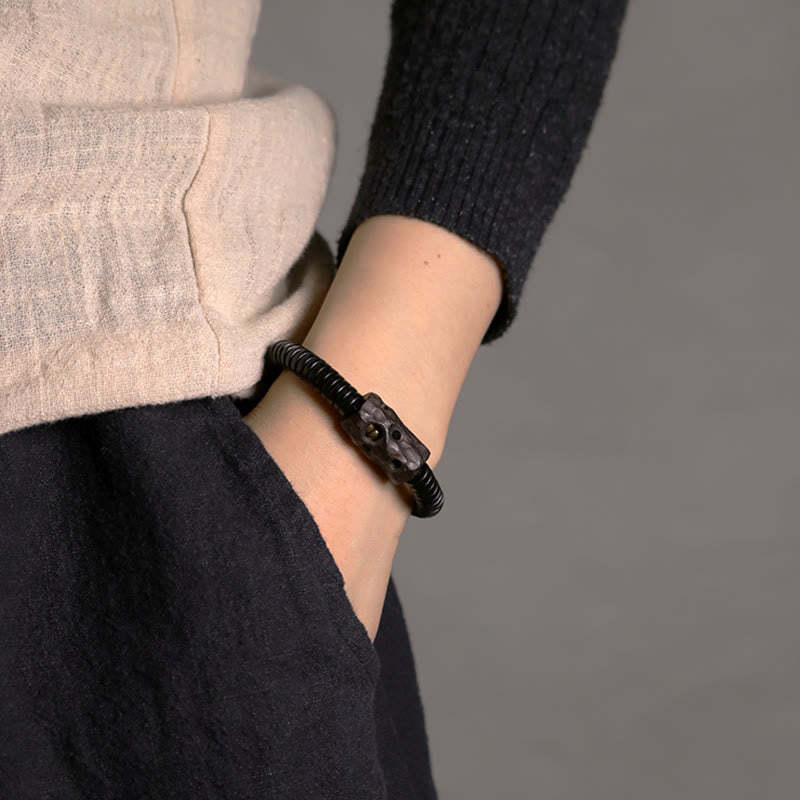 Ebony Wood Copper Brass Holey Balance Bracelet