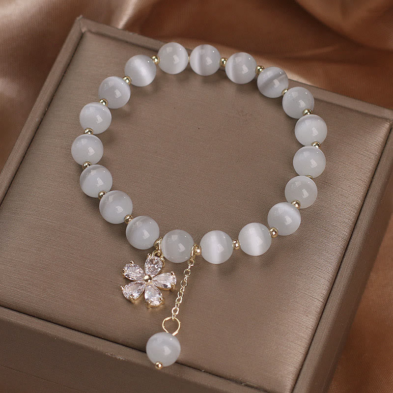 Cat's Eye Flower Charm Peace Support Bracelet