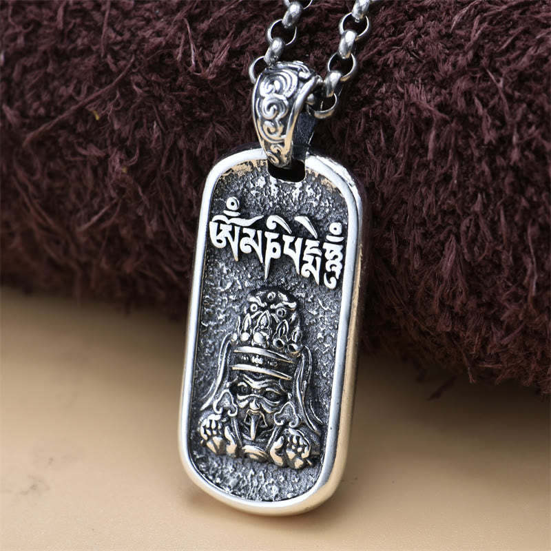 925 Sterling Silver Zakiram Goddess of Wealth Om Mani Padme Hum Peace Necklace Pendant