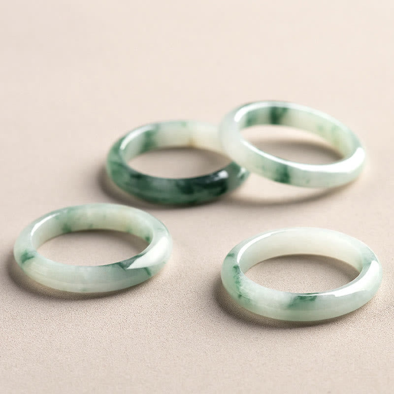 Natural Green Jade Luck Abundance Ring