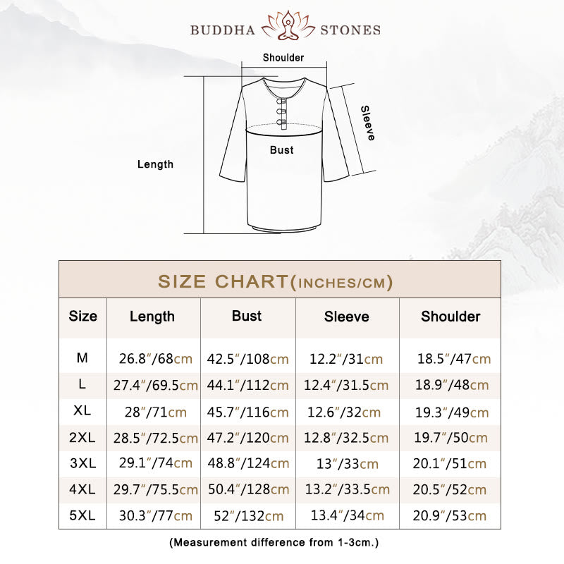 Half Button Striped Three Quarter Sleeves Linen Men's Shirt