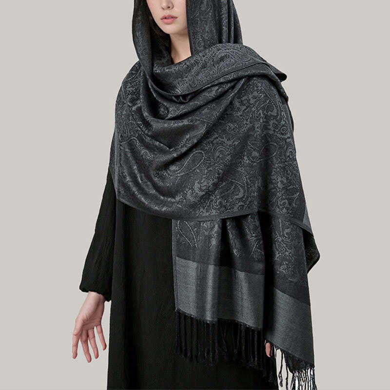 Tibetan Cashew Jacquard Tassels Shawl Spring Fall Winter Warm Cozy Scarf Wrap