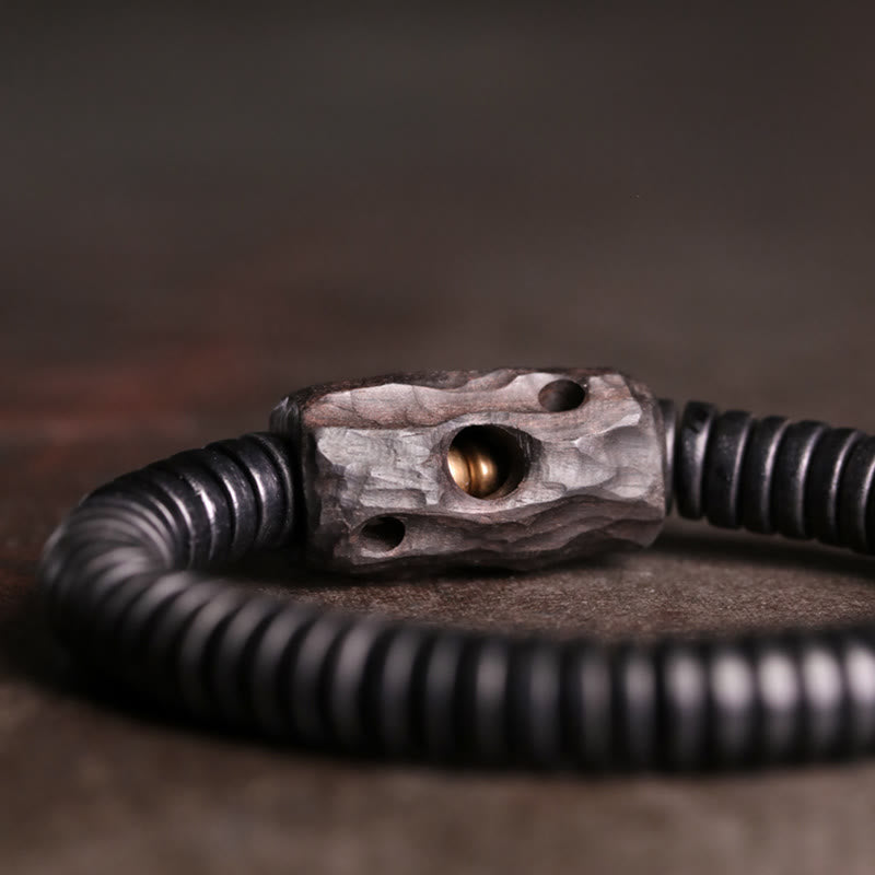 Ebony Wood Copper Brass Holey Balance Bracelet