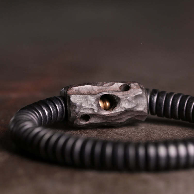 Ebony Wood Copper Brass Holey Balance Bracelet