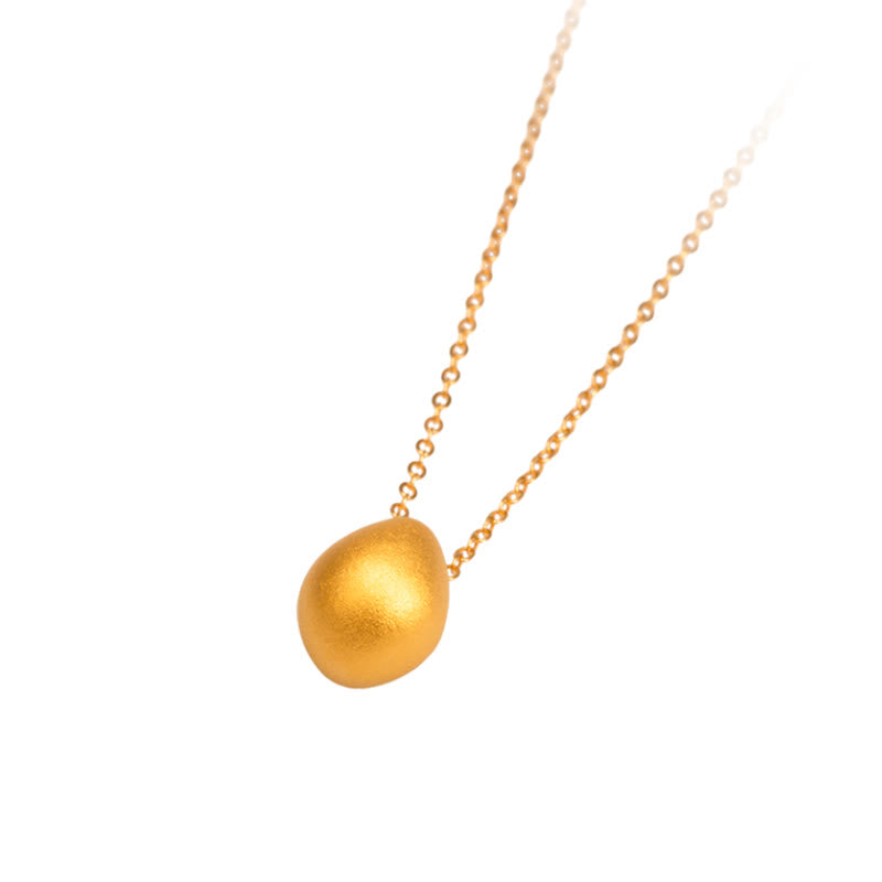 999 Gold Egg Water Drop Pattern Blessing Necklace Pendant