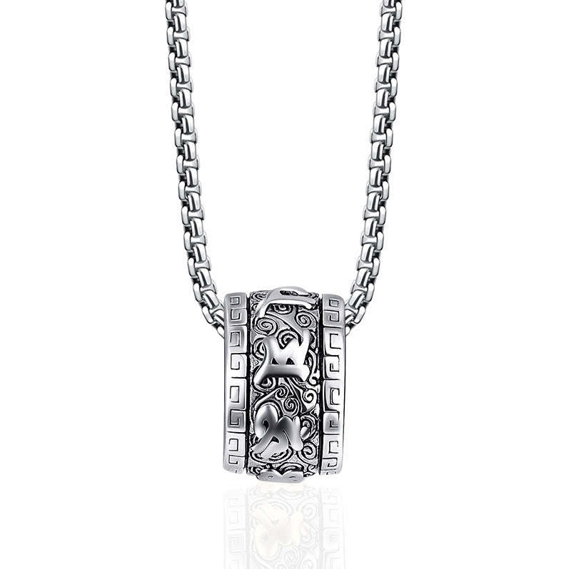 Tibetan Om Mani Padme Hum Titanium Steel Peace Necklace Pendant