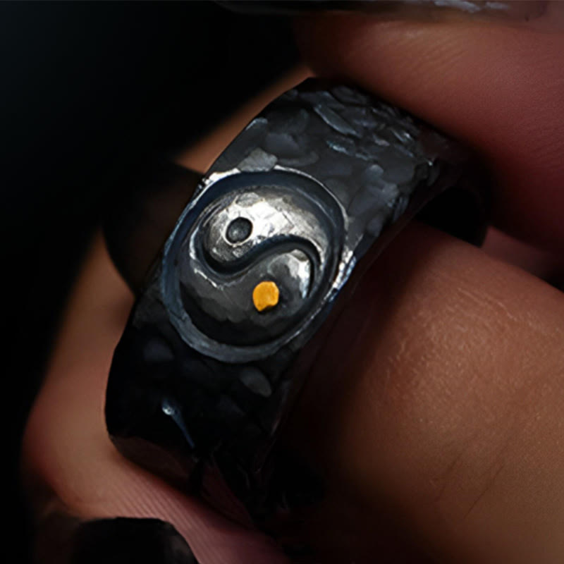 999 Sterling Silver Yin Yang Balance Ring