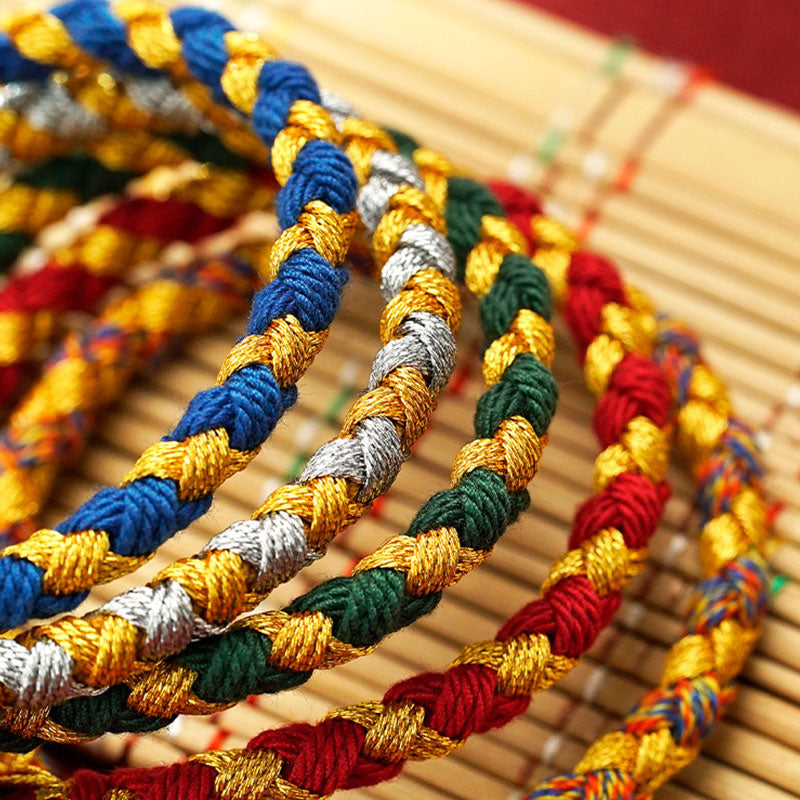 Handmade Tibetan Five God Of Wealth Dragon Scale Rope Luck Braid Bracelet