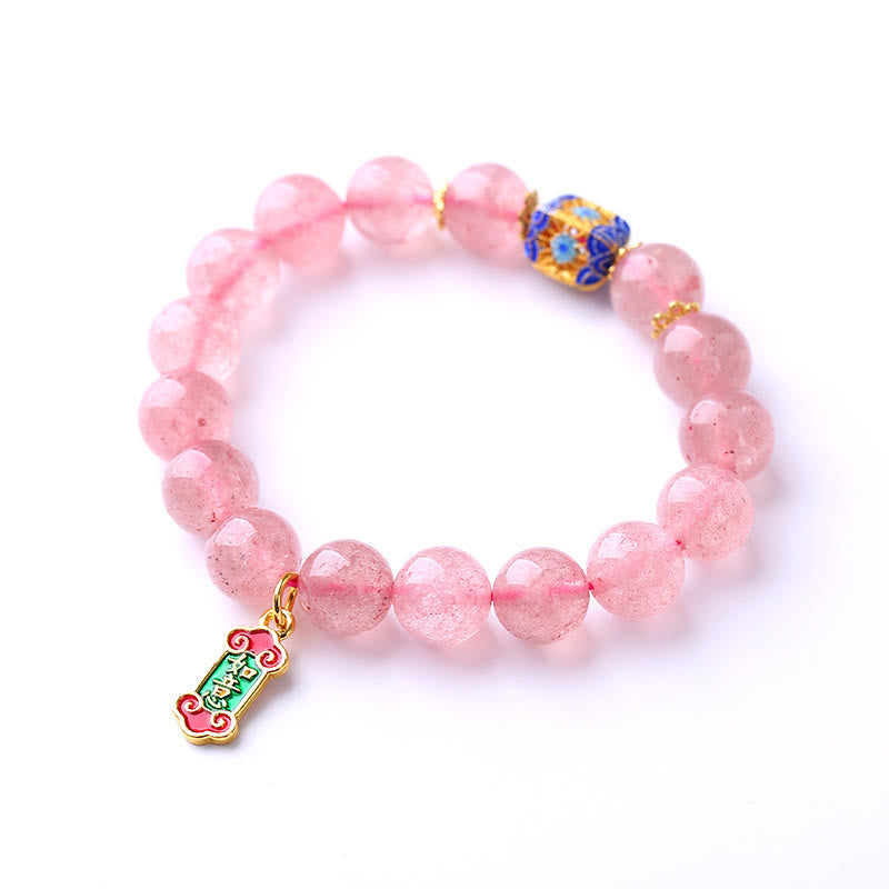 Strawberry Quartz Positive Ruyi Charm Bracelet
