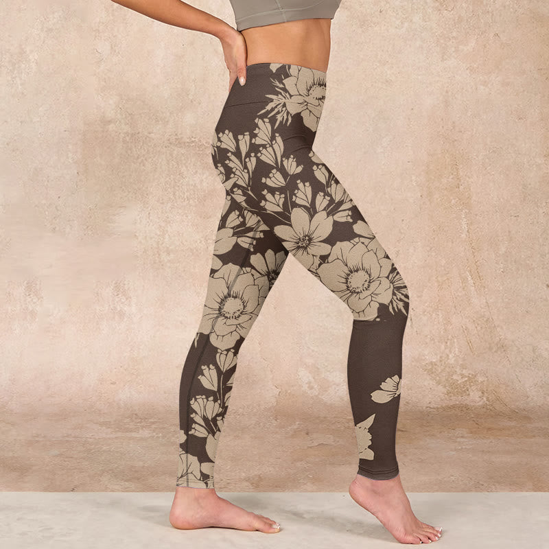 Flowers Blossom Print Sports Fitness Leggings Women's Yoga Pants