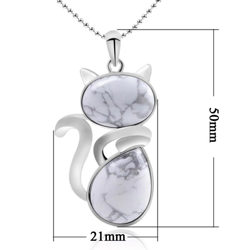 Save A Cat Cute Cat Pattern Natural Crystal Protection Cat-Loving Pendant Necklace