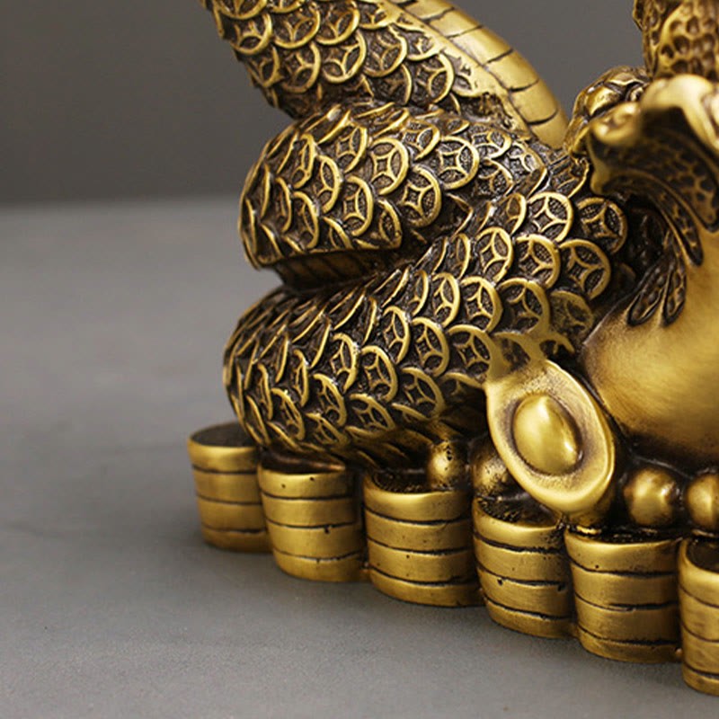 Year Of The Snake Copper Coins Ingots Cabbage Brass Statue Home Decoration