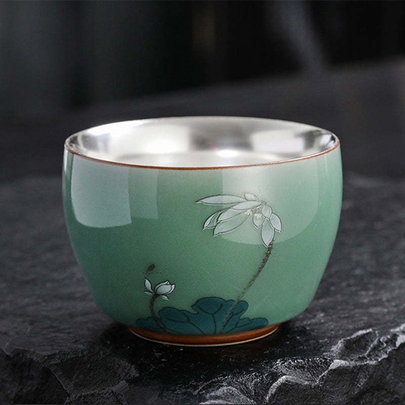 Butterfly Goldfish Lotus Koi Fish Ceramic Teacup Kung Fu Tea Cup 120ml