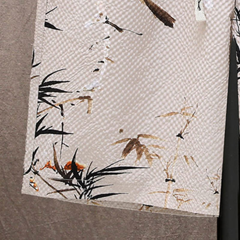 Landscape Coconut Trees Magpie Pattern Short Sleeve Shorts Men's Set