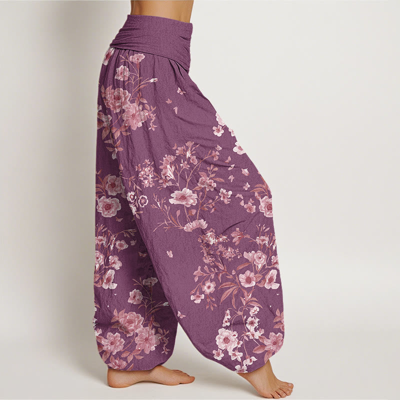 Summer Bohemian Floral Pattern Women's Elastic Waist Harem Pants
