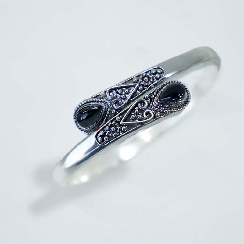 Zircon Water Drop Pattern Healing Cuff Bracelet Bangle