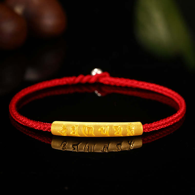 Tibetan 999 Gold Om Mani Padme Hum Handcrafted Eight Thread Peace Knot Luck Braided Couple Bracelet