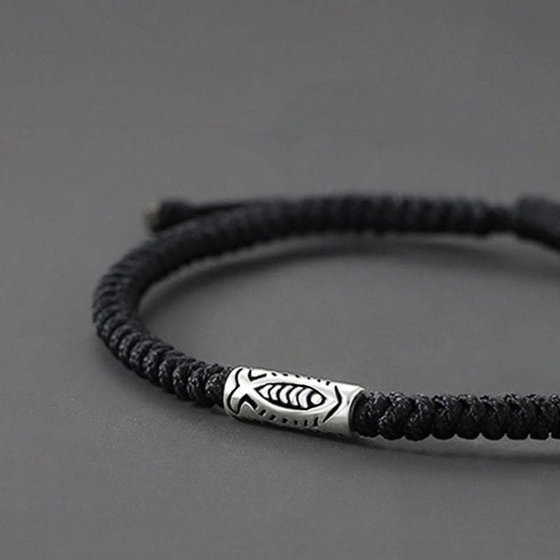 Tibet Koi Fish Wealth Black String Bracelet