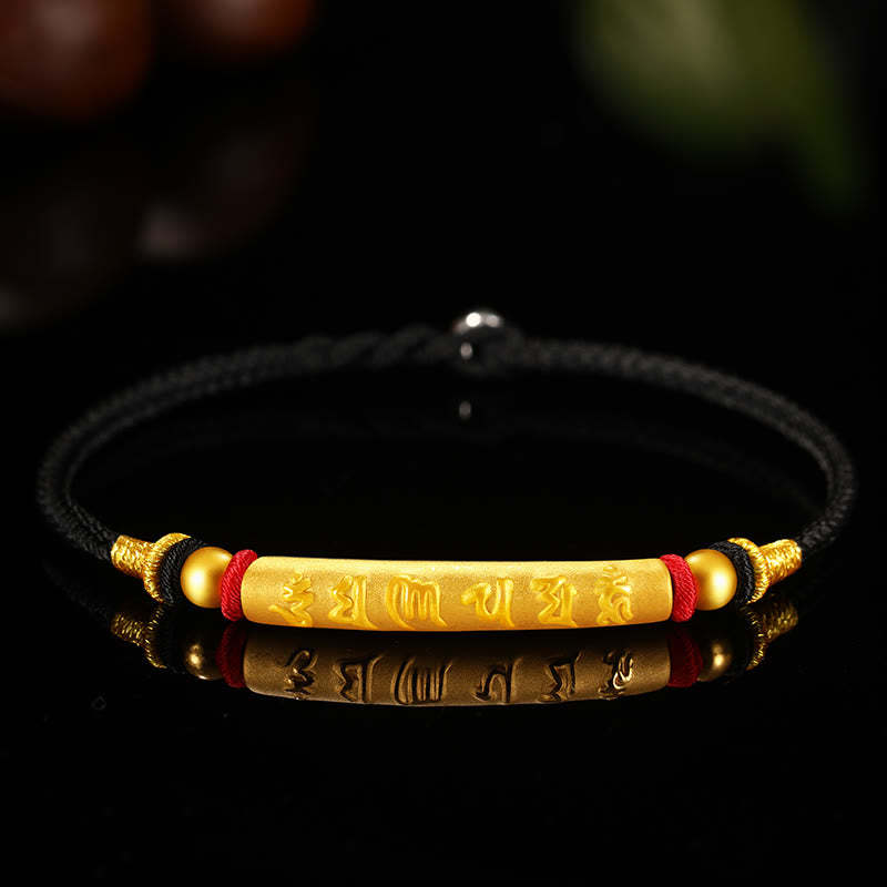 Tibetan 999 Gold Om Mani Padme Hum Handcrafted Eight Thread Peace Knot Luck Braided Couple Bracelet