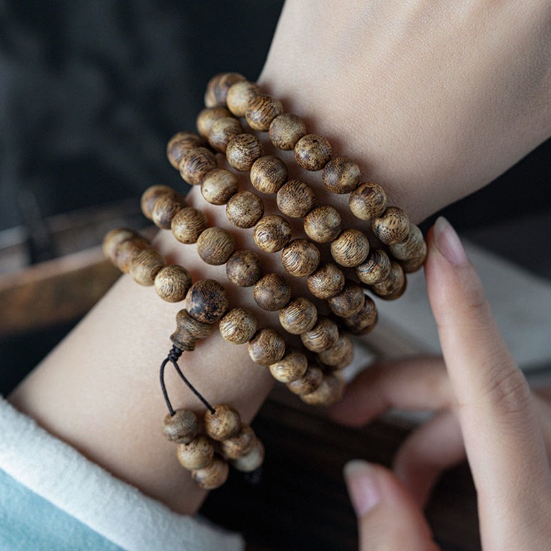 108 Mala Beads Hainan White Qinan Agarwood Calm Strength Bracelet