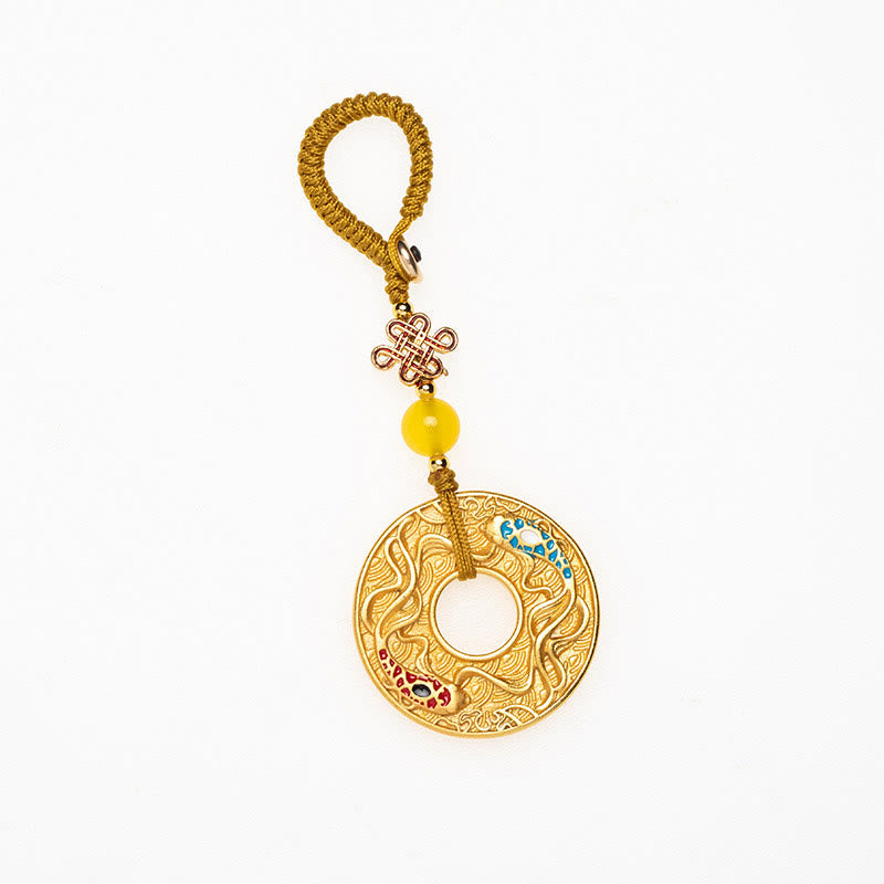 Double Koi Fish Peace Buckle Wealth Luck Key Chain