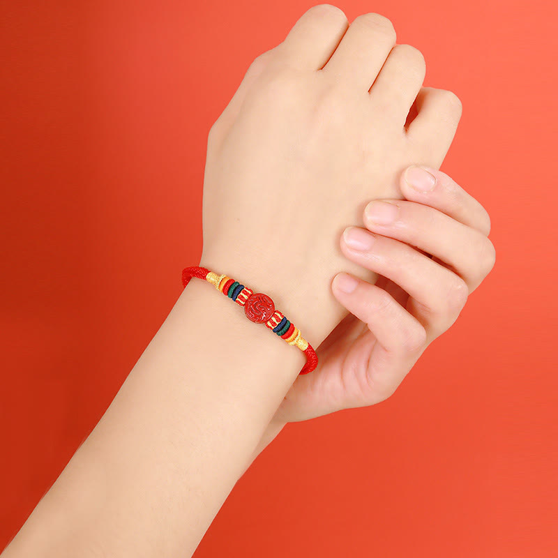 Year of the Dragon 925 Sterling Silver Chinese Zodiac Cinnabar Auspicious Matches Blessing Bracelet (Extra 30% Off | USE CODE: FS30)