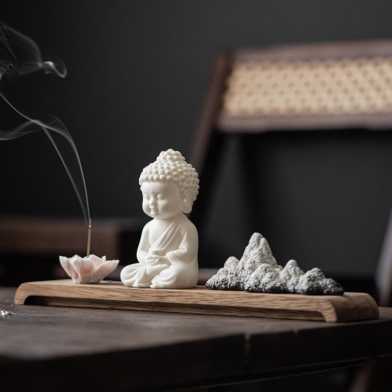 Lotus Flower Tathagata Kwan Yin Avalokitesvara Ksitigarbha Meditation Ceramic Stick Incense Burner Decoration