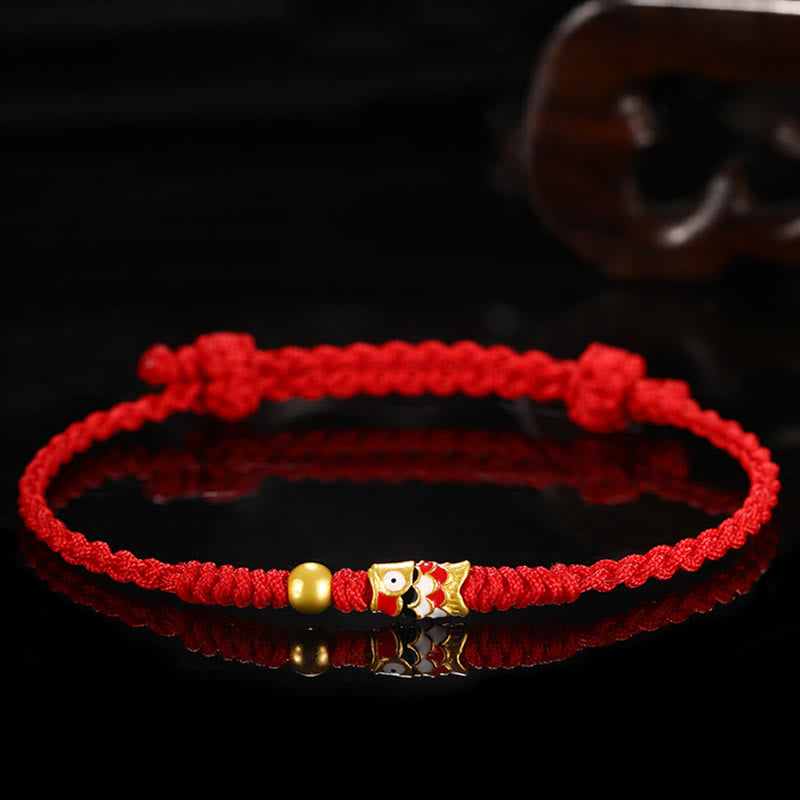 999 Gold Luck Koi Fish Handcrafted Braided String Bracelet