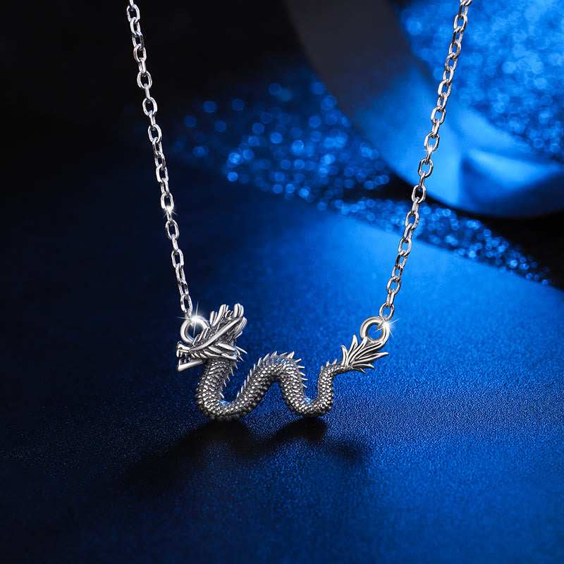 925 Sterling Silver Year Of The Dragon Auspicious Dragon Protection Chain Necklace Pendant(Extra 30% Off | USE CODE: FS30)