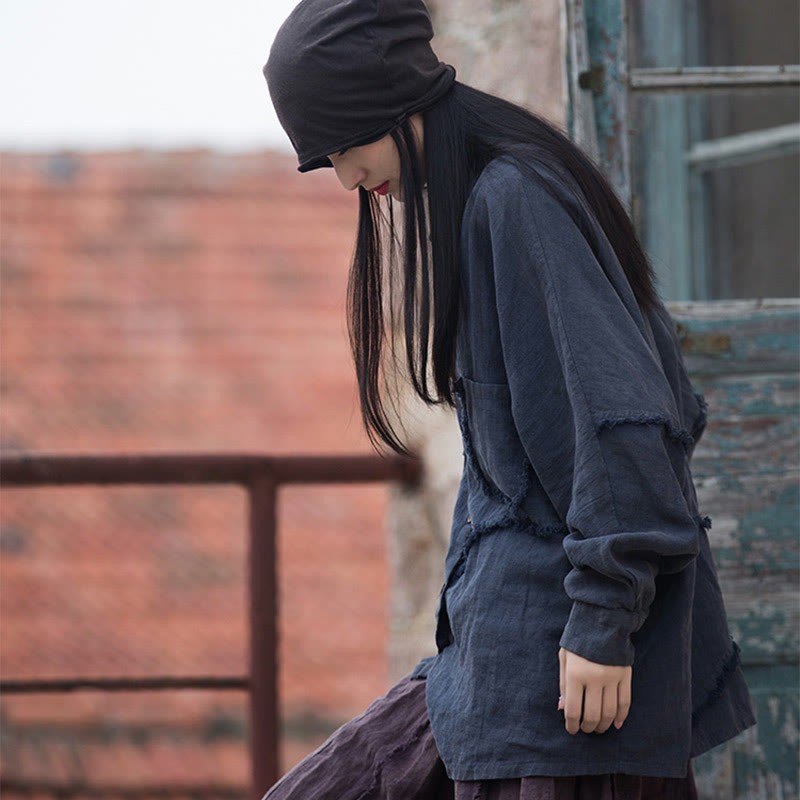 Irregular Splice Ramie Cotton Clothing