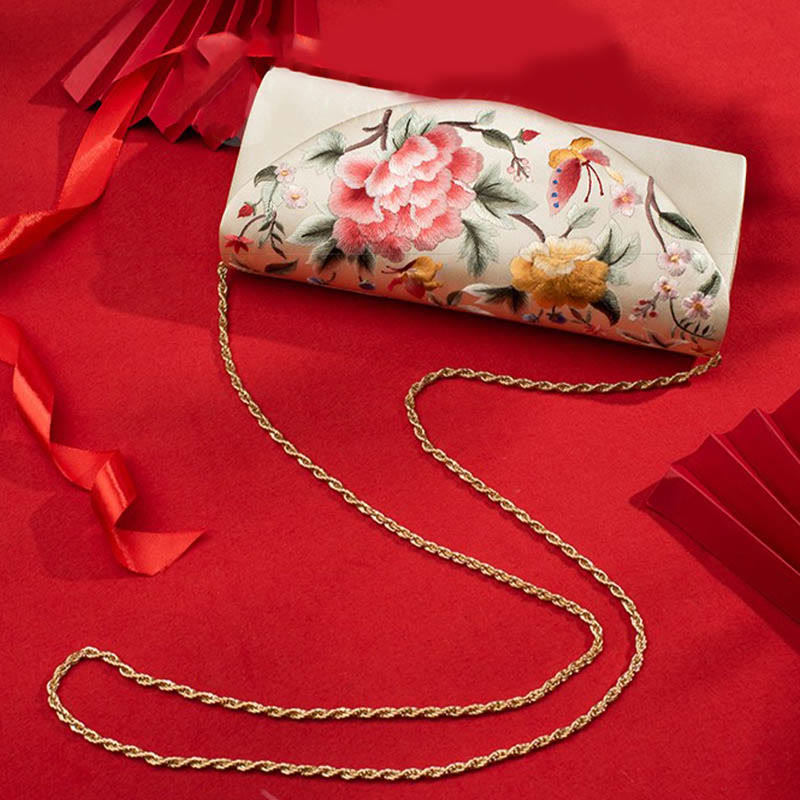 Peony Tulip Su Embroidery Wedding Shopping Purse Handbag Crossbody Bag