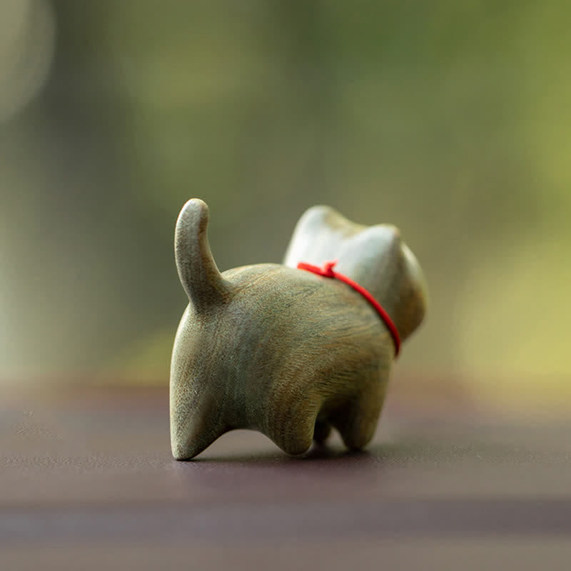 Green Sandalwood Small Leaf Red Sandalwood Cute Cat Animals Soothing Peace Decorations