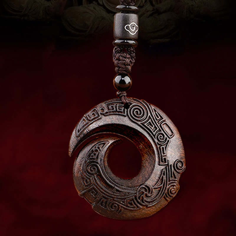 Small Leaf Red Sandalwood Ebony Wood One's Luck Improves Design Patern Protection Necklace Pendant