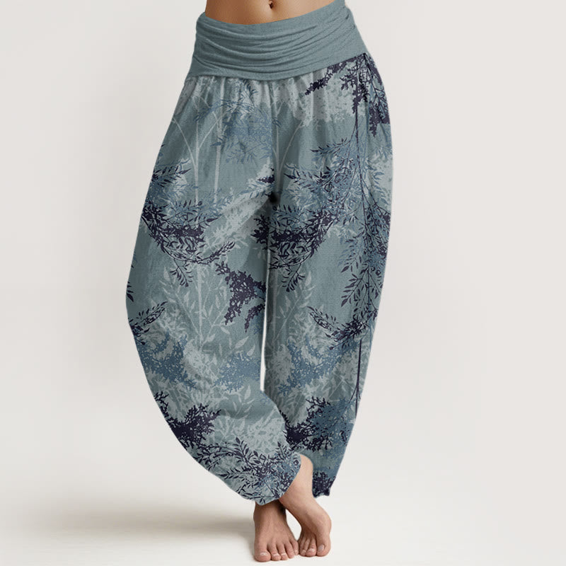 Leaves Branches Design Women's Elastic Waist Harem Pants