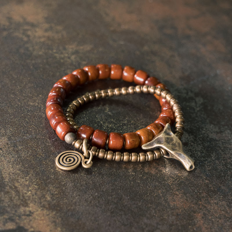 Yak Bone Copper Yak Head Cone Pendant Double Wrap Strength Bracelet