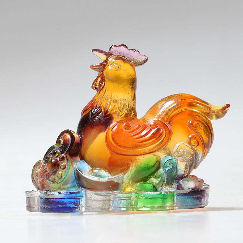 Year of the Dragon Handmade 12 Chinese Zodiac Liuli Crystal Art Piece Protection Home Office Decoration