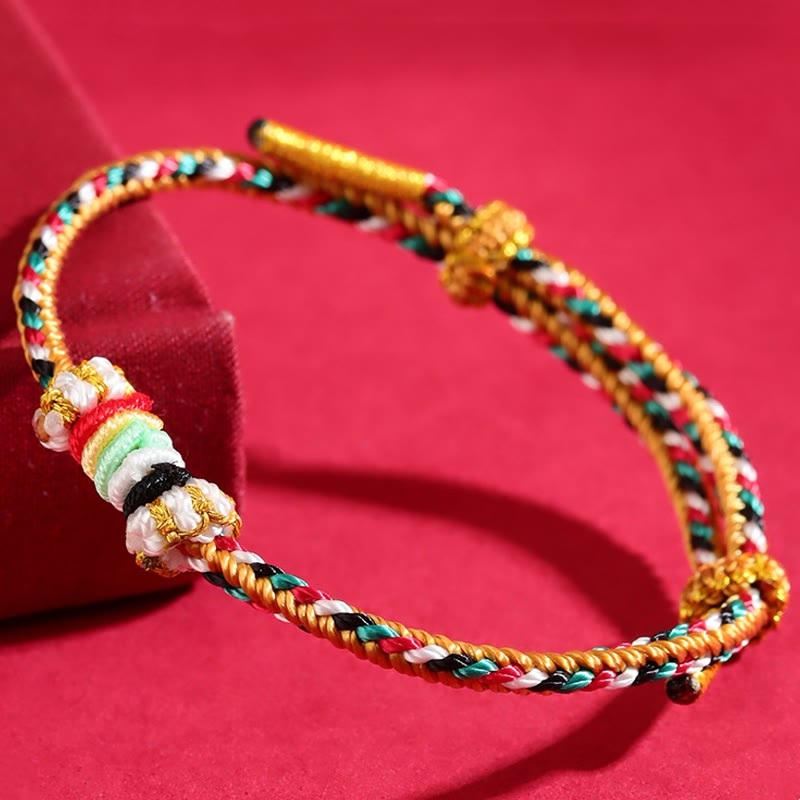 Five Elements Colorful String Completeness Knot Reef Knot Braid Luck Bracelet