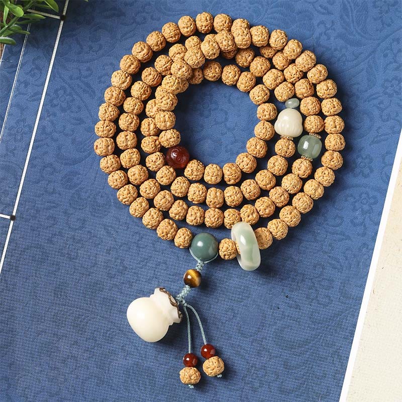 Bodhi Seed Three-eyed Dzi Bead mystic zen Hand Charm Wealth Bracelet