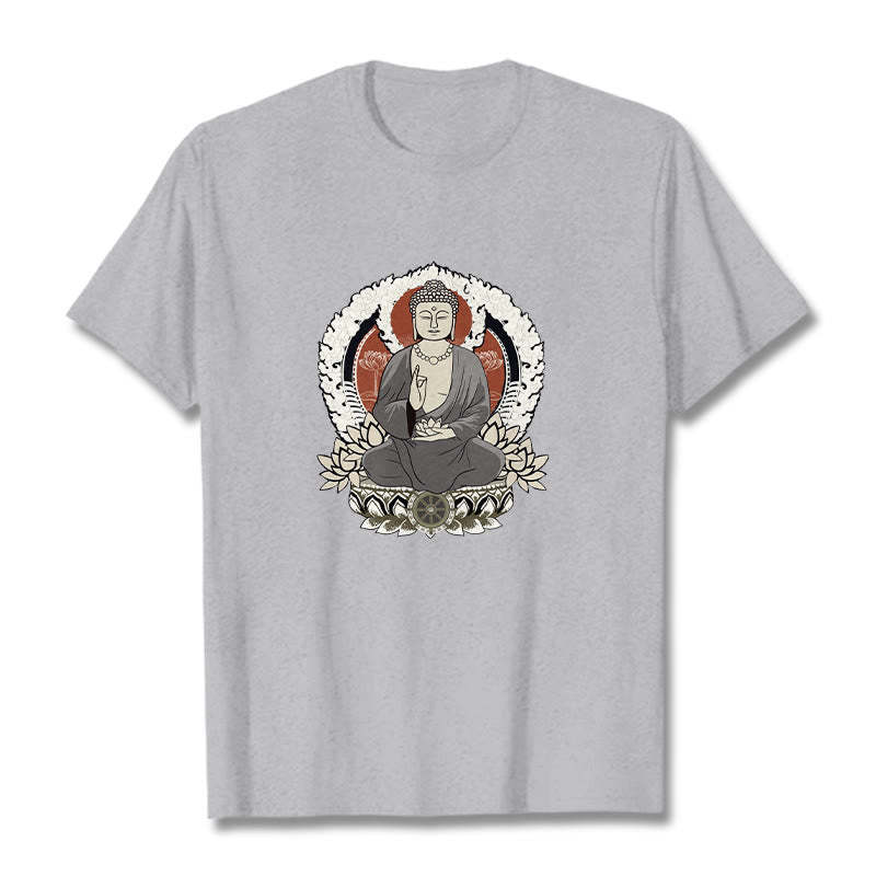 Meditating mystic zen Sitting With Lotus Pattern Tee T-shirt