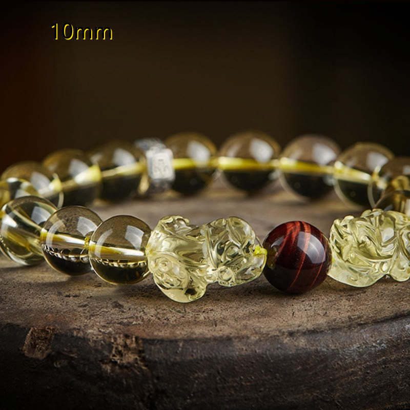 Natural Citrine Double PiXiu Tiger Eye Prosperity Protection Bracelet