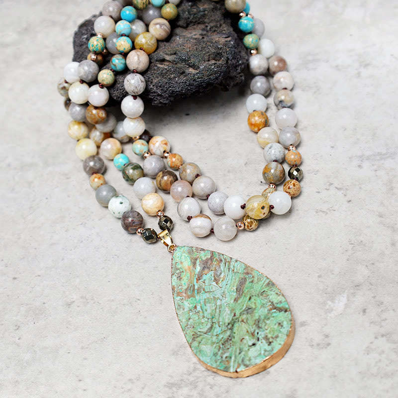 Natural Ocean Picasso Jasper Beaded Healing Neckace