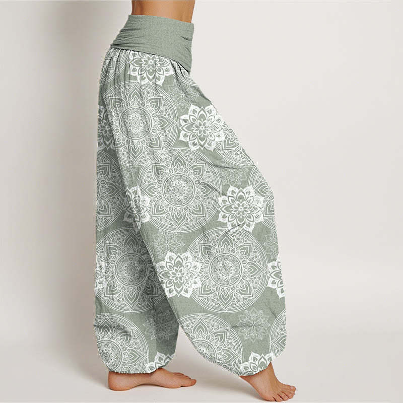 Casual Round Mandala Flower Design Women's Elastic Waist Harem Pants