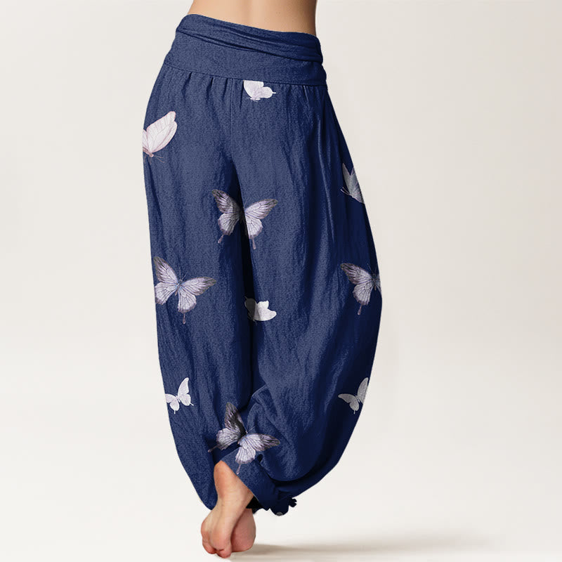 Butterfly Pattern Women's Elastic Waist Harem Pants