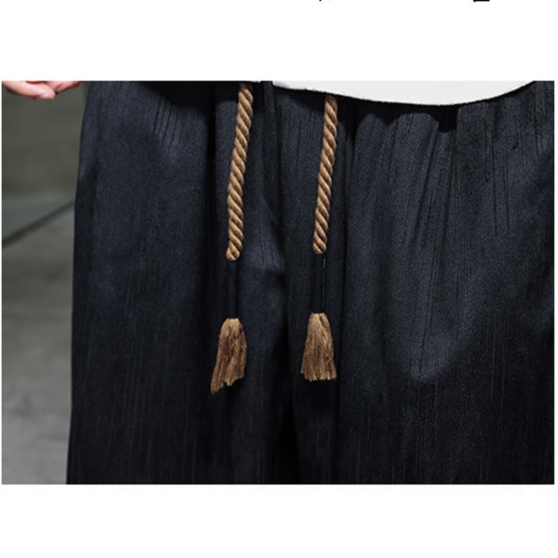 Solid Color Corduroy Drawstring Thermal Men's Harem Pants With Pockets