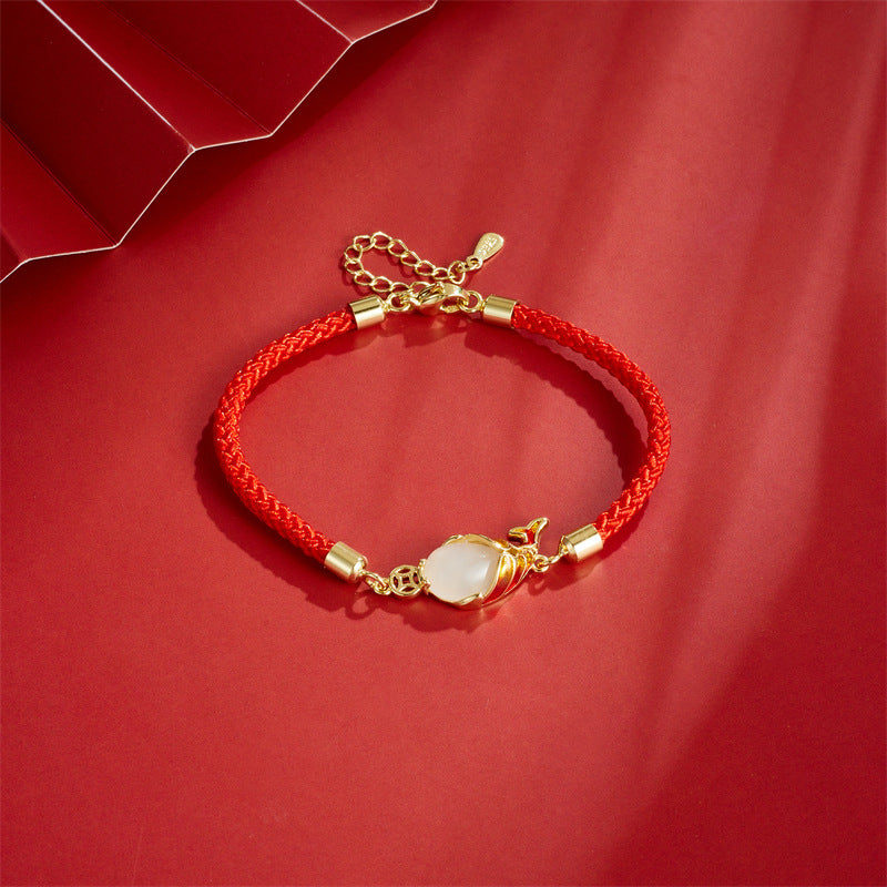 Chalcedony Luck Koi Fish Wealth Bracelet Necklace Pendant