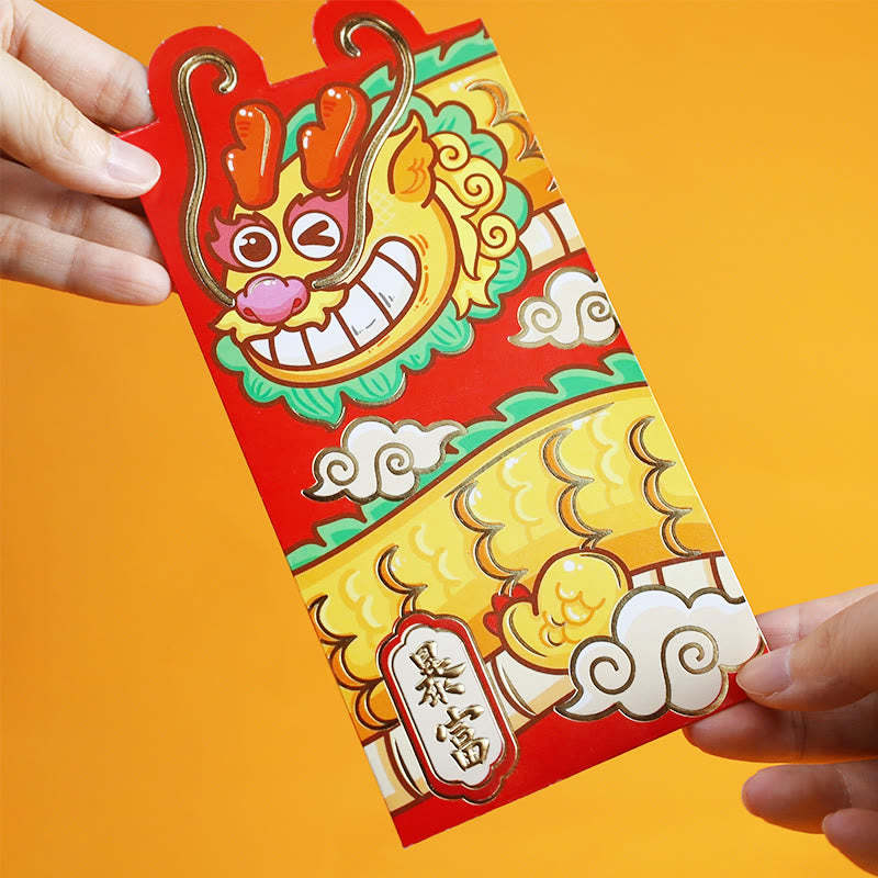6Pcs Chinese Red Envelope Year of the Dragon Lucky Money Envelopes Auspicious Dragon Design 2024 Chinese New Year Dragon Year Envelope