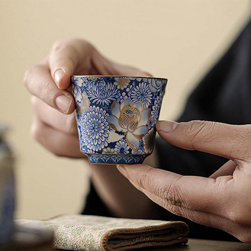 Lotus Chrysanthemum Plum Blossom Flower Teacup Kung Fu Tea Cup Teapot