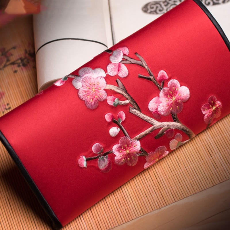 Plum Bossom Su Embroidery Journey Shopping Long Purse Handbag